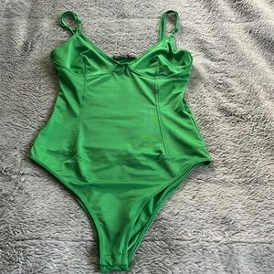cute satin lime green body suit